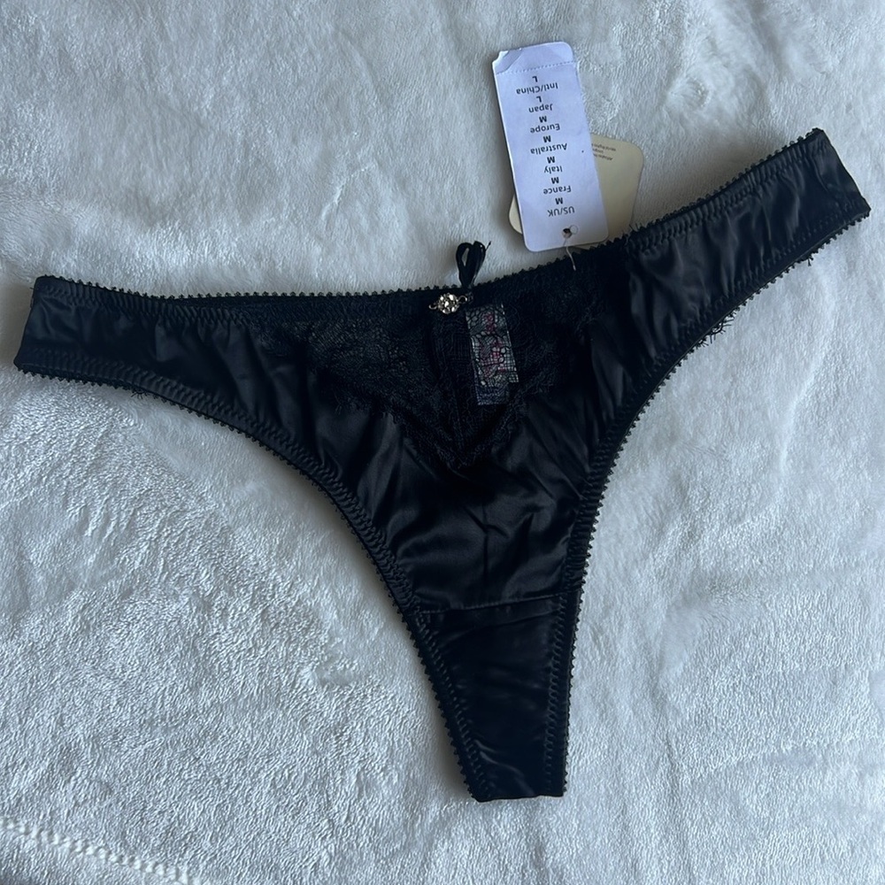 PARFAIT Affinitas Tamara Low Rise Thong Style 5904 - Black Size M - Picture 4 of 8